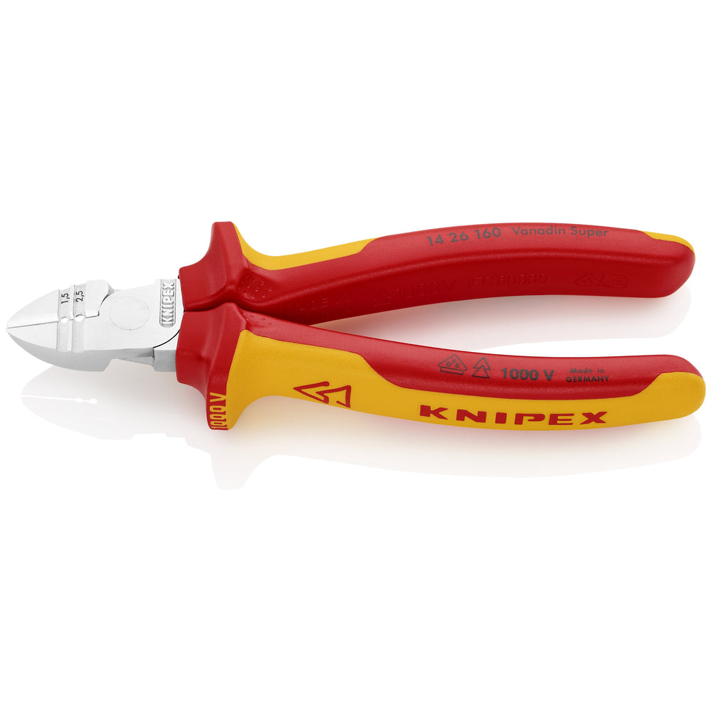 KNIPEX (1426160) PINZA PELACABLE CORTE DIAGONAL (1.5-2.5) MANGOS AISLADOS 1000V 6.4 (160MM)