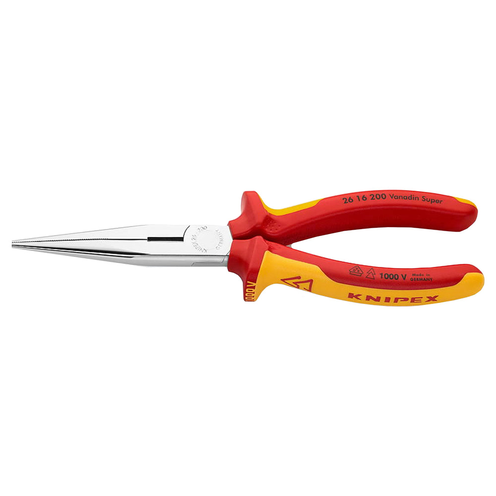 KNIPEX (2616200) PINZA PUNTA LARGA C/CORTE CROMADO MANGOS AISLADOS 1000V 8 (200MM)