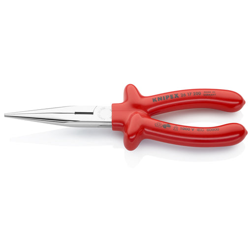 KNIPEX (2617200) PINZA PUNTA LARGA C/CORTE CROMADO MANGOS REFORZADOS AISLADOS 1000V