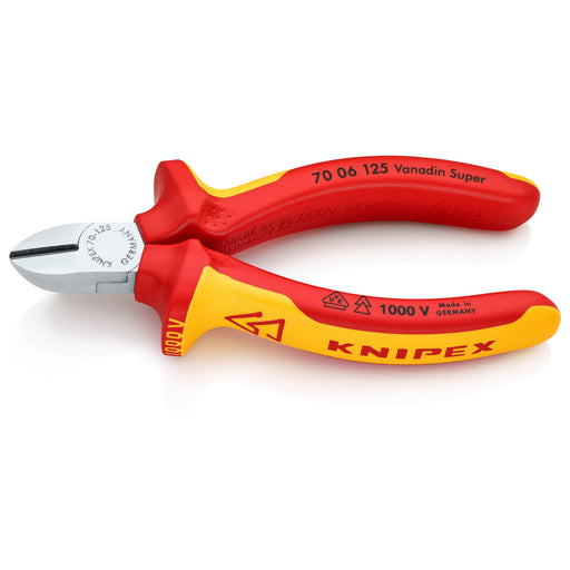 KNIPEX (7006125) PINZA CORTE DIAGONAL CROMADO 5 (125mm) MANGOS AISLADOS 1000V