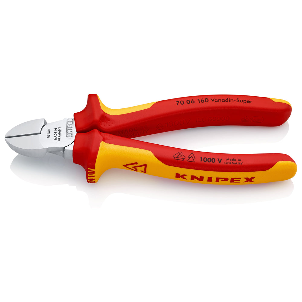 KNIPEX (7006160) PINZA CORTE DIAGONAL 6.4 (160MM) CROMADO MANGOS AISLADO 1000V