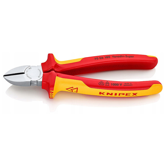 KNIPEX (7006180) PINZA CORTE DIAGONAL 7 (180MM) CROMADO MANGOS AISLADOS 1000V