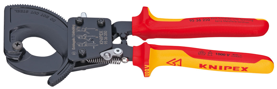 KNIPEX (9536320) PINZA CORTACABLES AISLADA C/ MATRACA