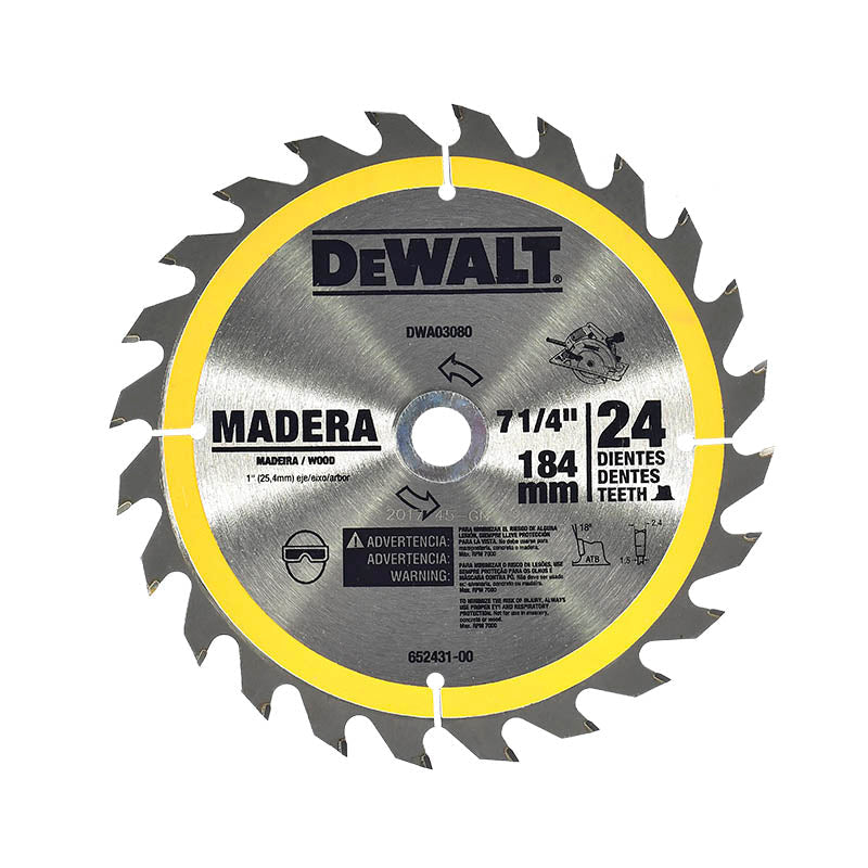 (DWA03080) DISCO DE SIERRA 7 1/4 P/ MADERA 24 DIENTES